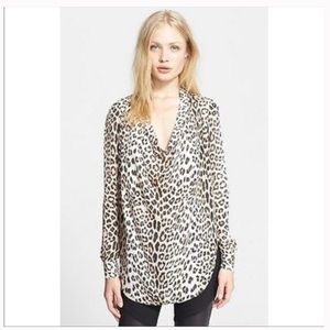 Haute Hippie Silk Long Sleeve Cowl Neck Blouse XS